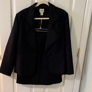 Black Cotton Blazer/Skirt Set with Lace Size 14/12